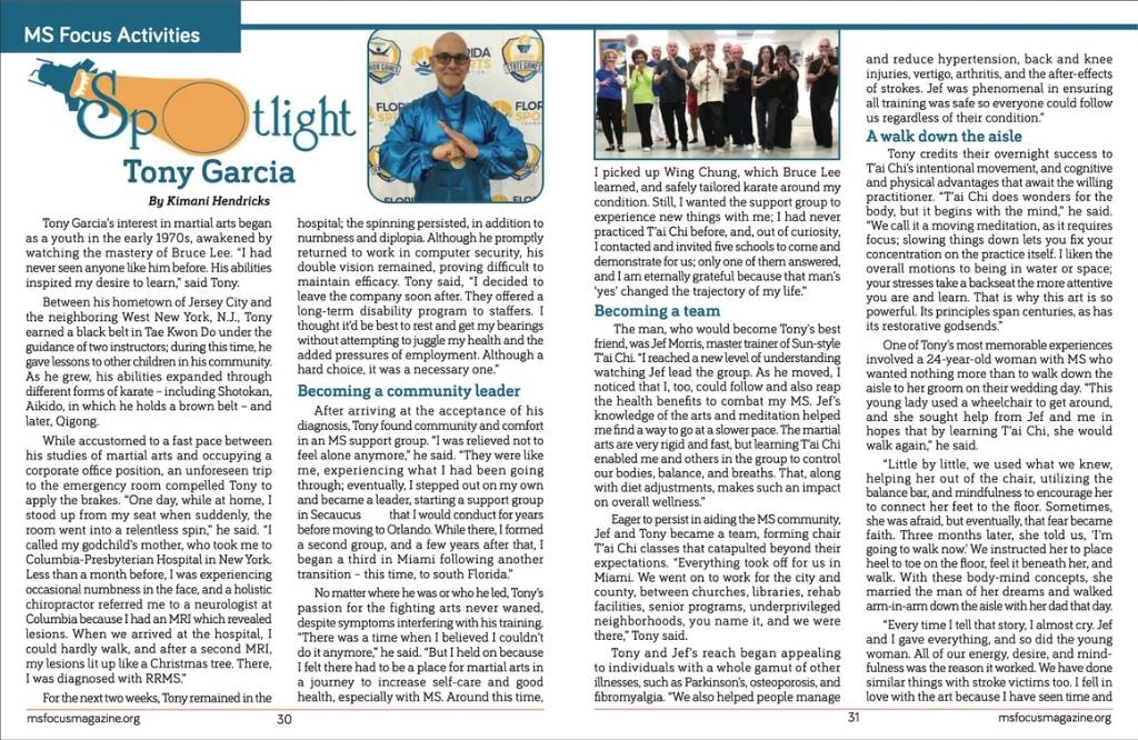 MS Focus Magazine Activities Spotlight — Tony Garcia Tai Chi feature by Kimani Hendricks